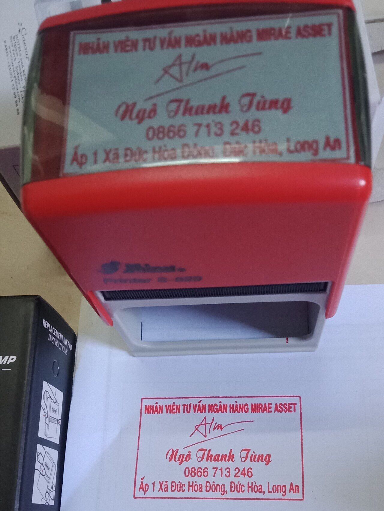 Khắc dấu chữ ký kèm tên công ty , số điện thoại, địa chỉ loại lớn theo yêu cầu