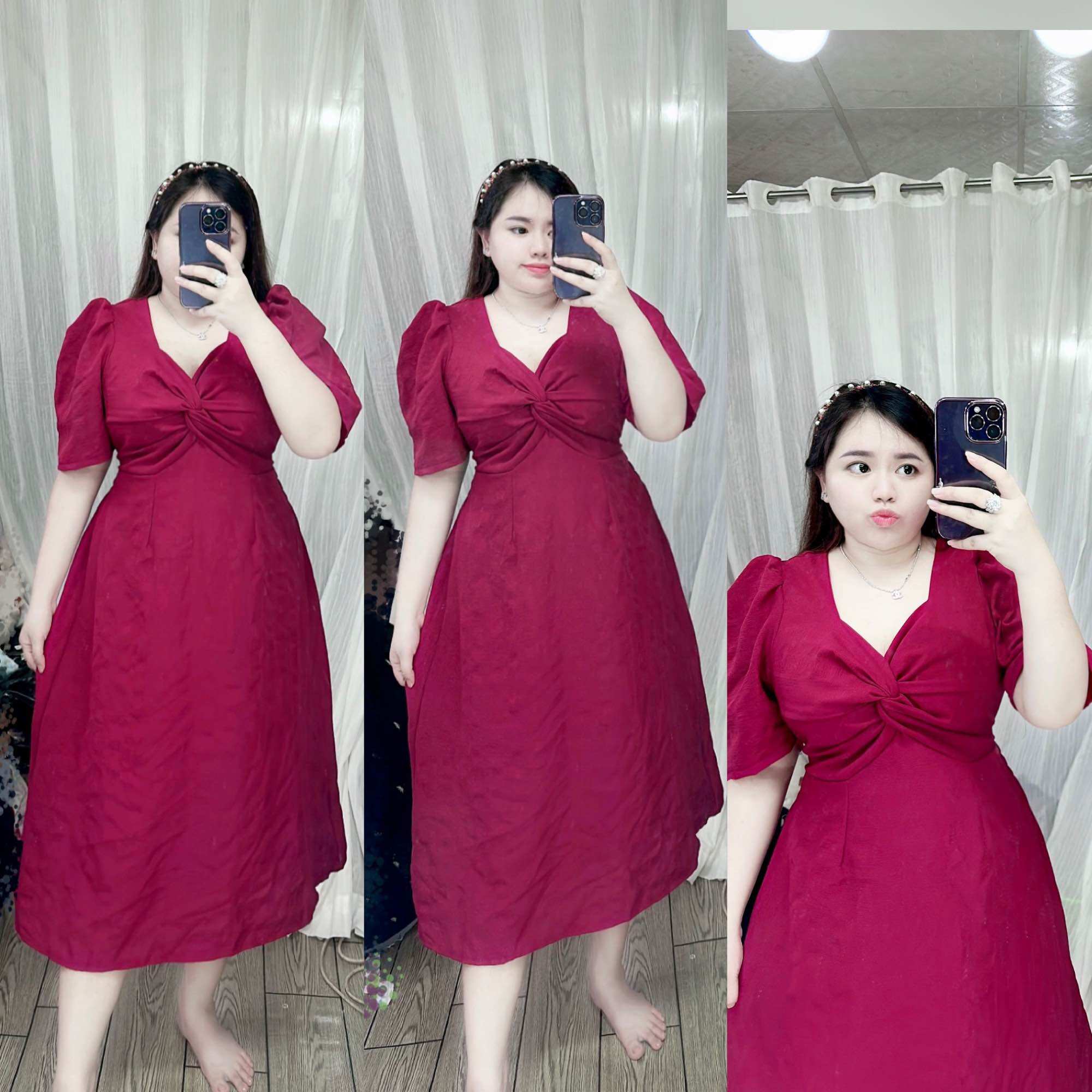 [Bigsize 65-85kg] Đầm xốp chéo ngực