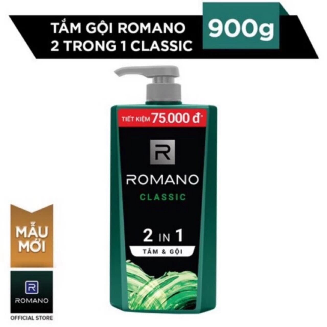 Dầu gội 2in1 hương nước hoa Romano Classic 900g