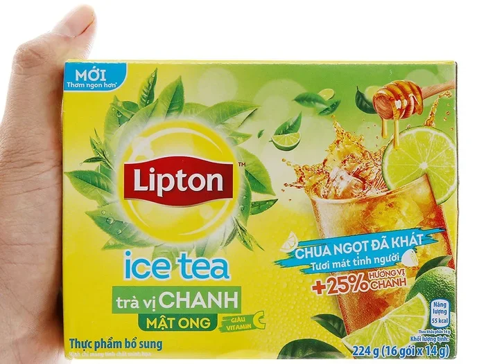 trà lipton ICE chanh mật ong hộp 224g [16 gói x 14g]