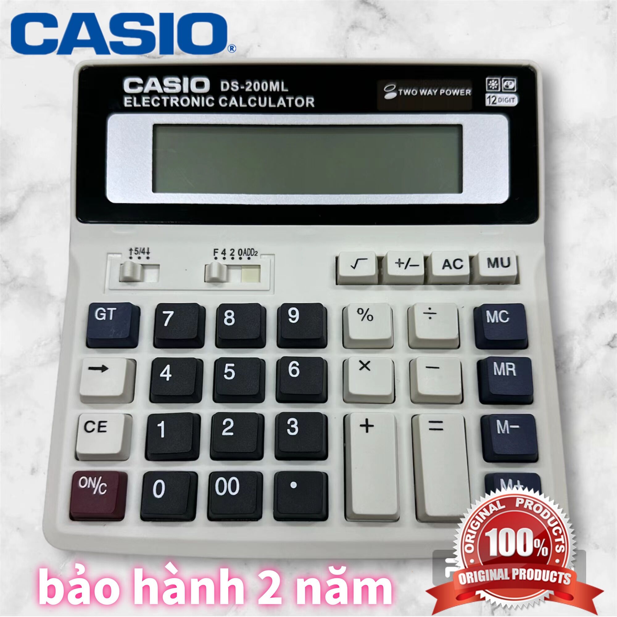 bảo hành 2 năm Casio Máy Tính CS-200ML Cầm Tay Để Bàn 12 Số CASIO Máy Tính Cơ Bản Nhỏ Gọn Màn Hình LCD Góc Nghiêng Dùng Cho Kế Toán