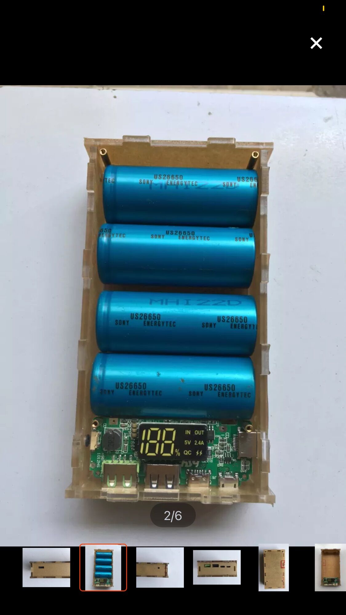 Box mica sạc dự phòng 4 cell 26650 -3 cổng sạc
