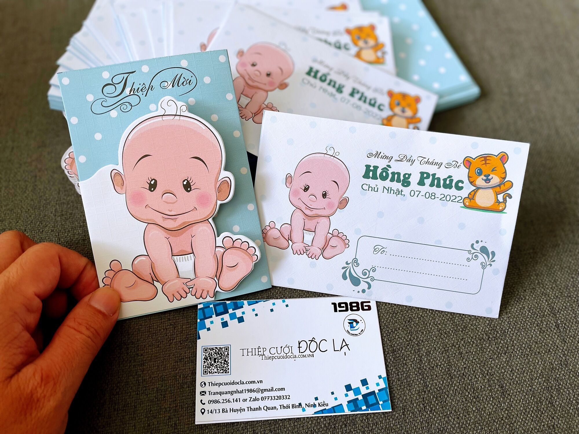 Combo 40 Thiệp Thôi Nôi, Sinh nhật, đầy tháng trâu, hổ, cọp