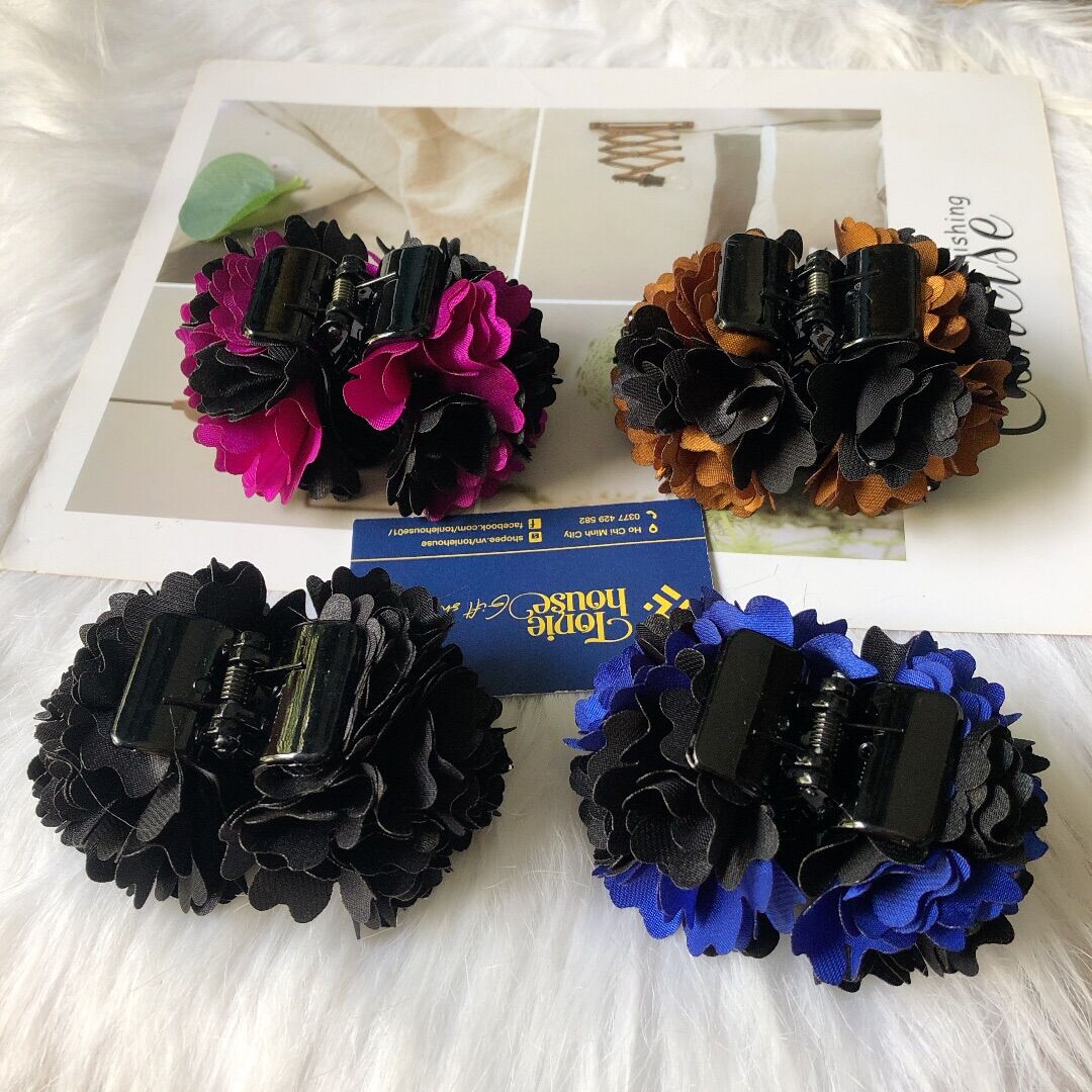 Mới_Kẹp 5 răng gắp tóc hoa hồng handmade đáng yêu cho nữ