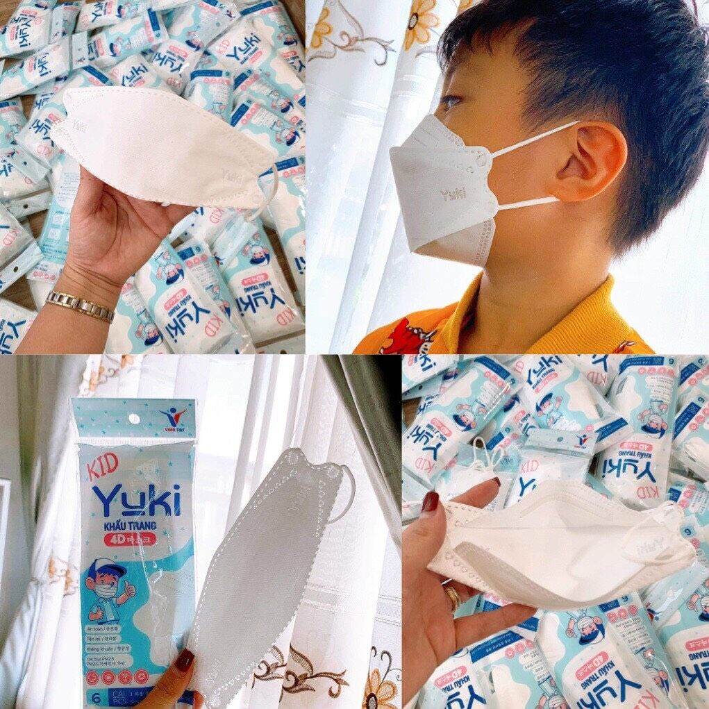 HCM khẩu trang 4D Yoki Yuki trẻ em 6cái bịch trắng