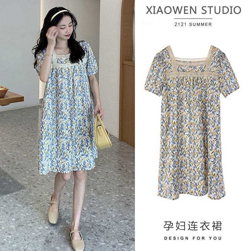 Đầm lụa hoạ tiết dáng suông phối ren cực xinh