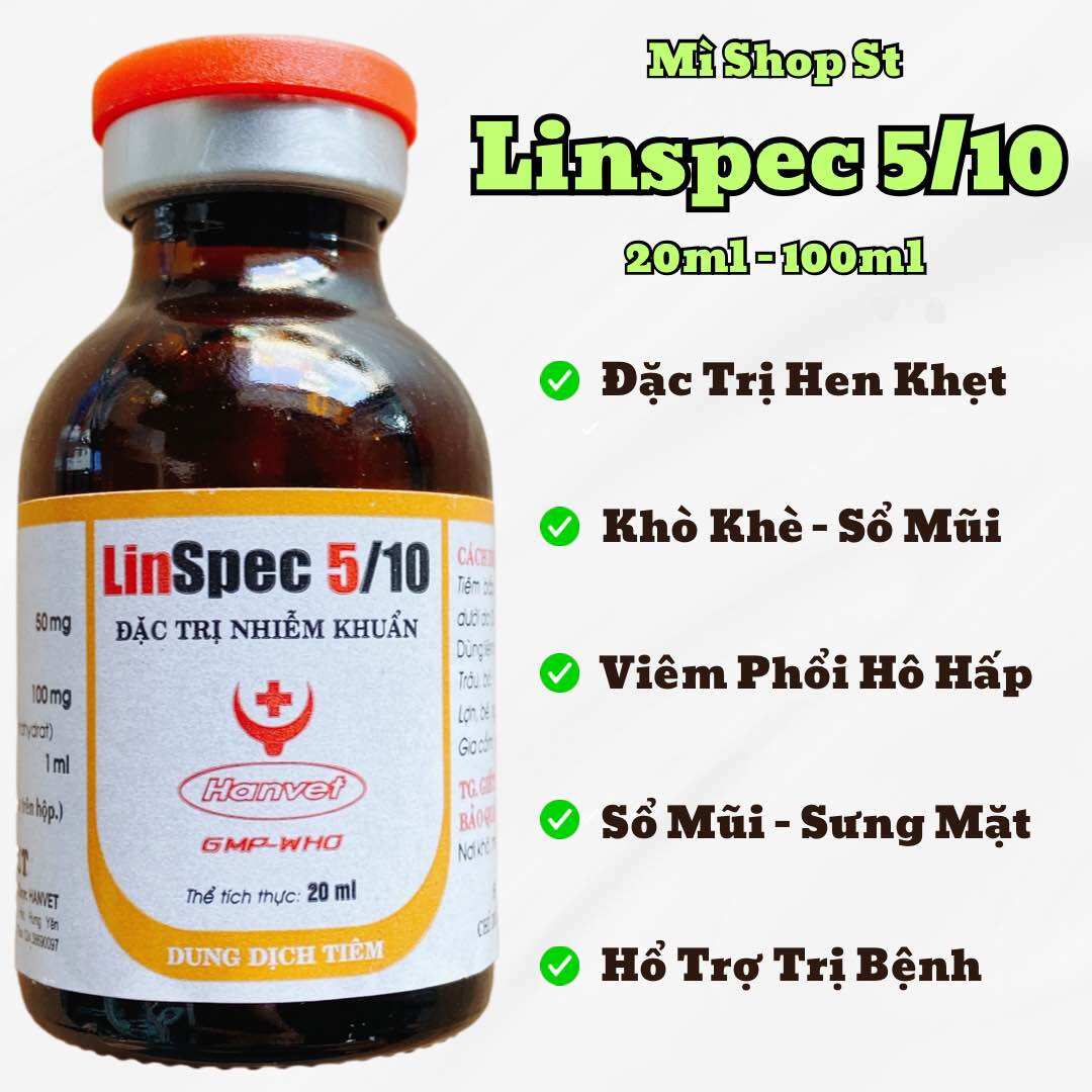 Linspec 5/10 hen khẹt, viêm phổi kéo dài trên gà heo trâu bò
