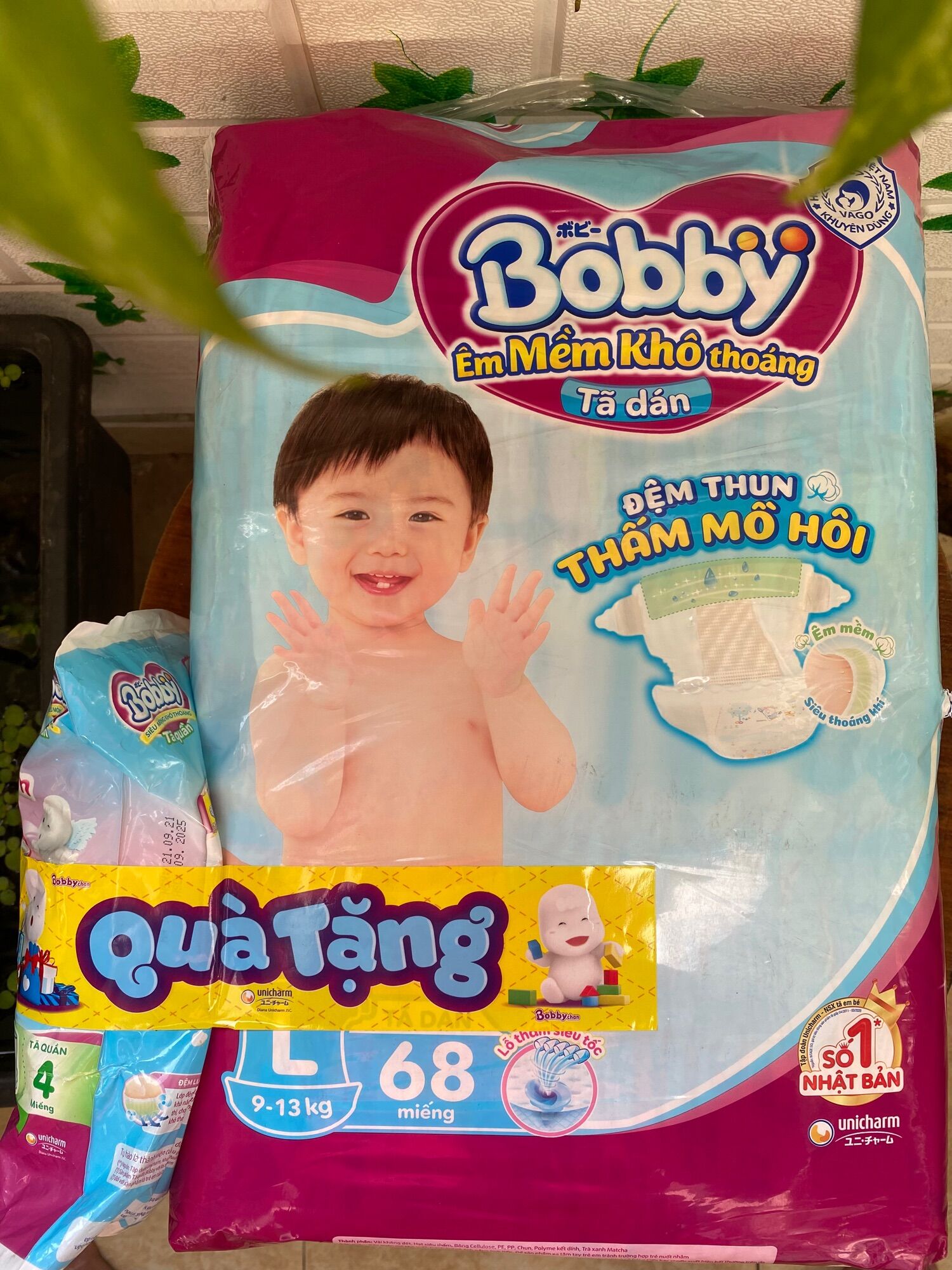 Bỉm tã quần bobby l 104 miếng