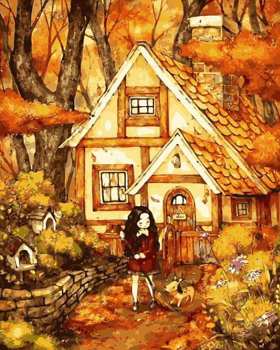 Tranh số hoá chibi dễ thương Có Khung 40x50 cm