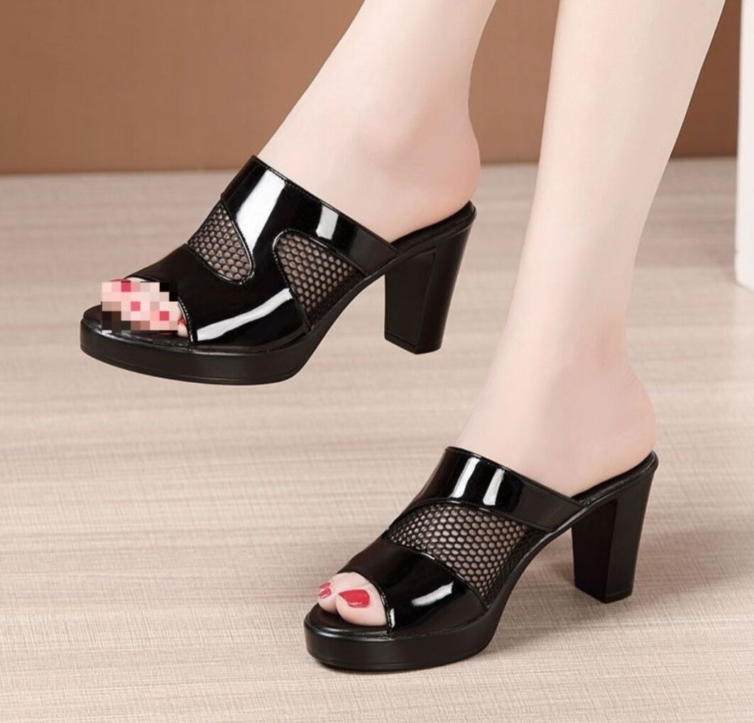 Dép cao gót phối lưới 7f GPSHOP