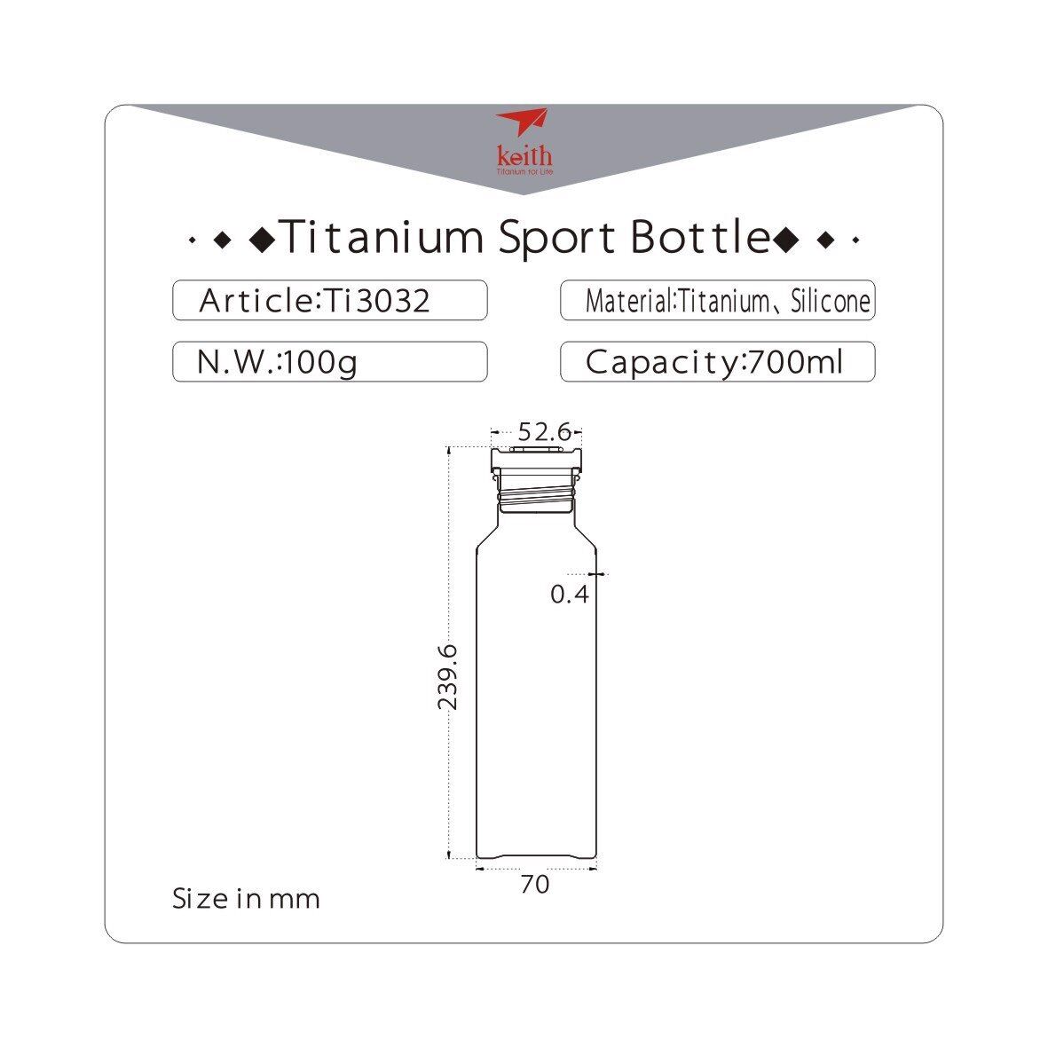 KEITH BÌNH TITANIUM 700ML KÈM BAO VẢI Ti3032