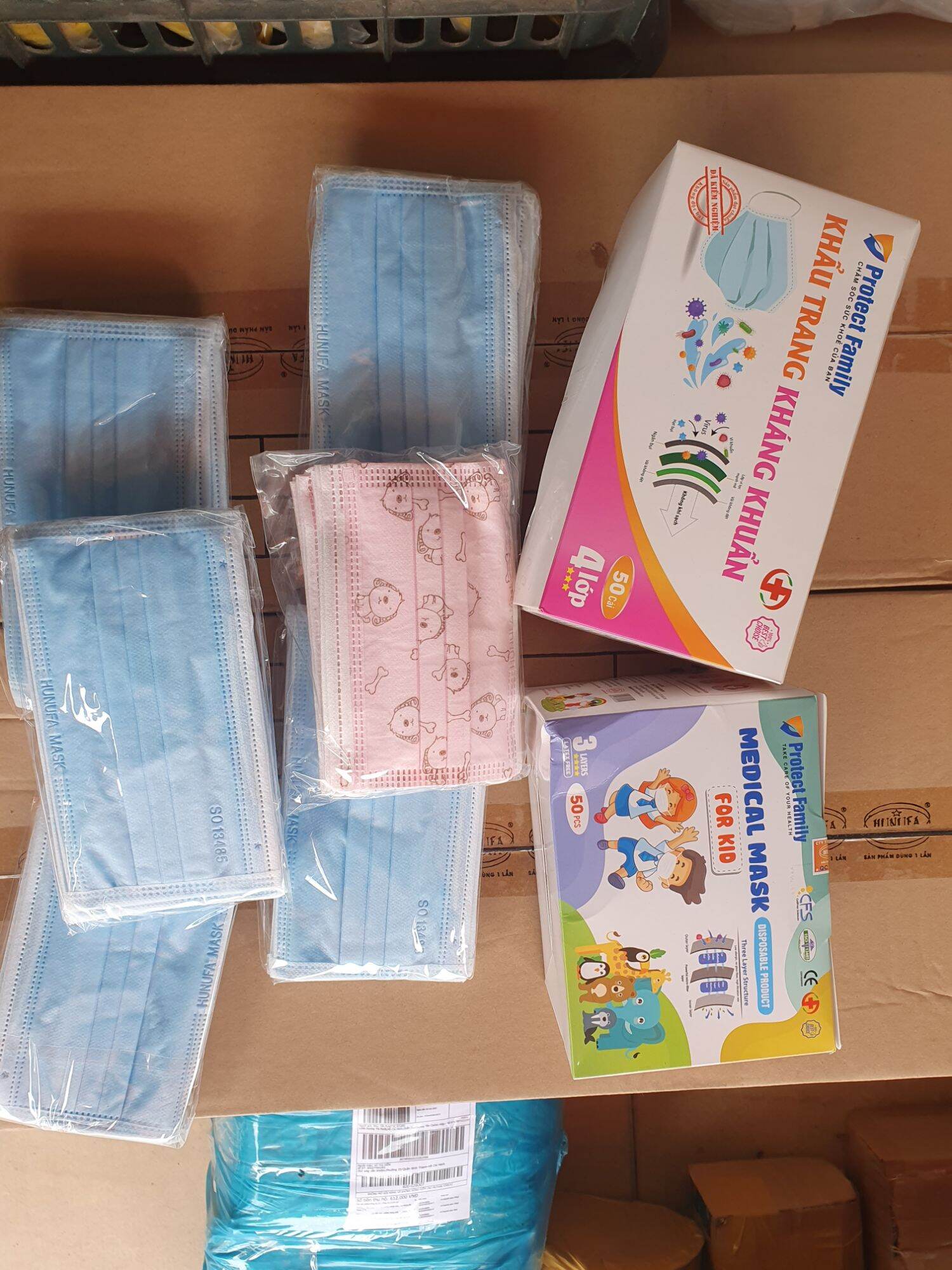 Bịch 10 chiếc KHẨU TRANG y tế người lớn MÀU XÁM hoặc cho bé MÀU HỒNG