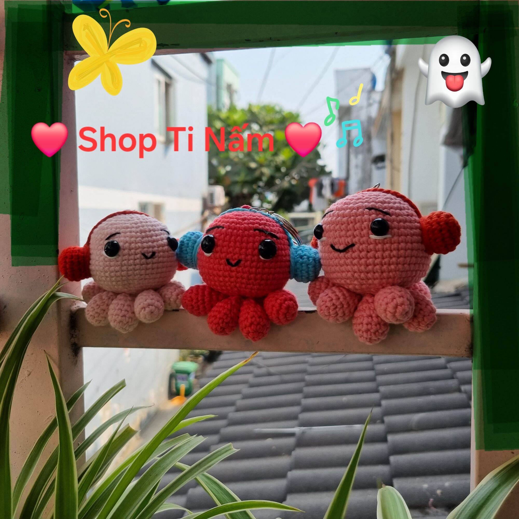 Móc khóa handmade bạch tuộc len size lớn