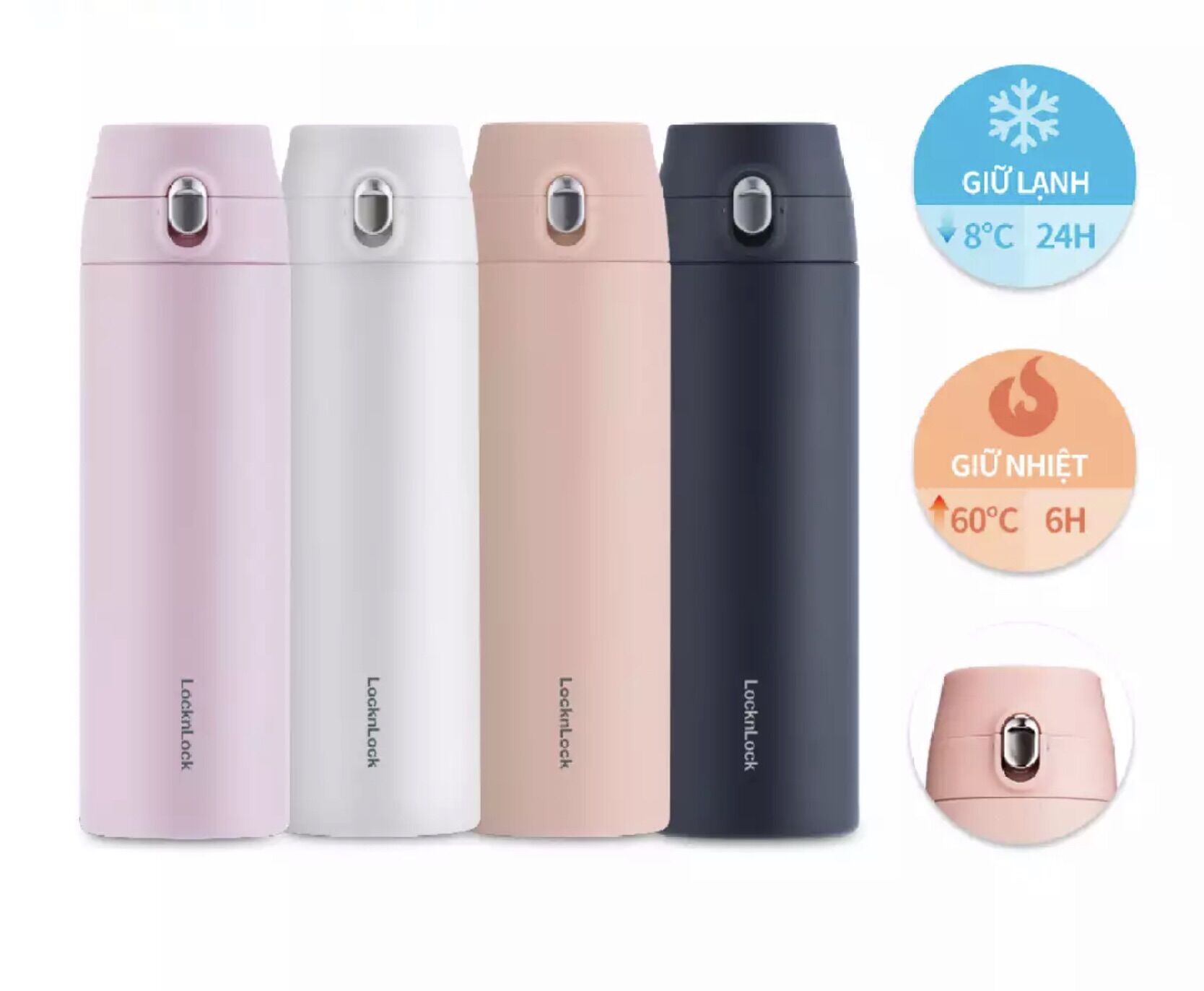 Bình giữ nhiệt lock&lock featherlight one-touch tumbler lhc3257 - hàng chính hãng