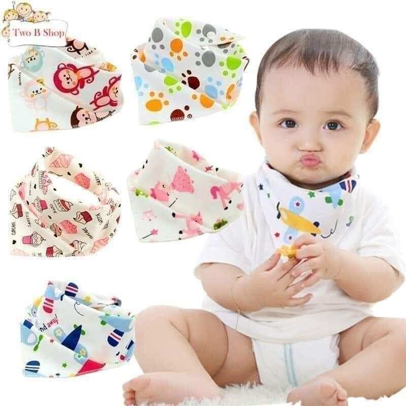 Khăn Yếm Tam Giác Coton 100% nút bấm cho bé sơ sinh đến 4 tuổi