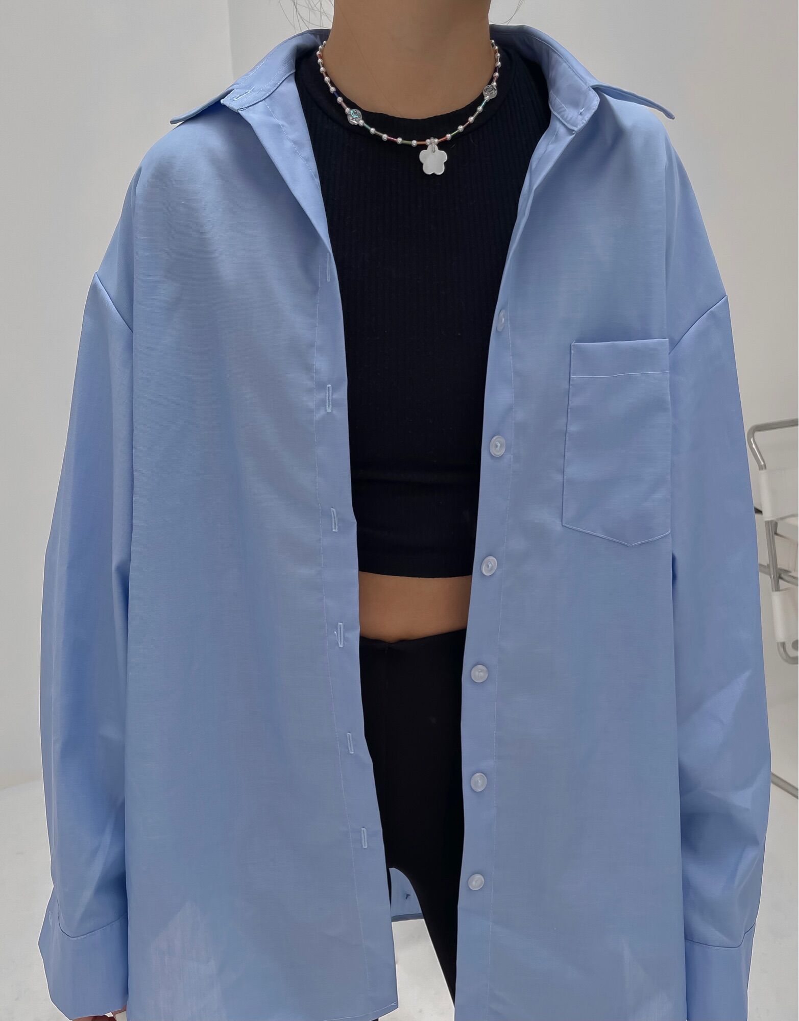 ÁO SƠ MI XANH OVERSIZE
