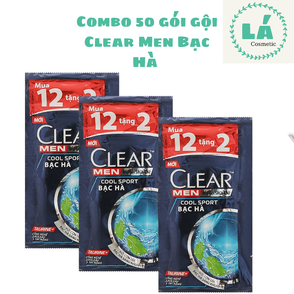 Sét 50 gói gội clear men bạc hà mát lạnh