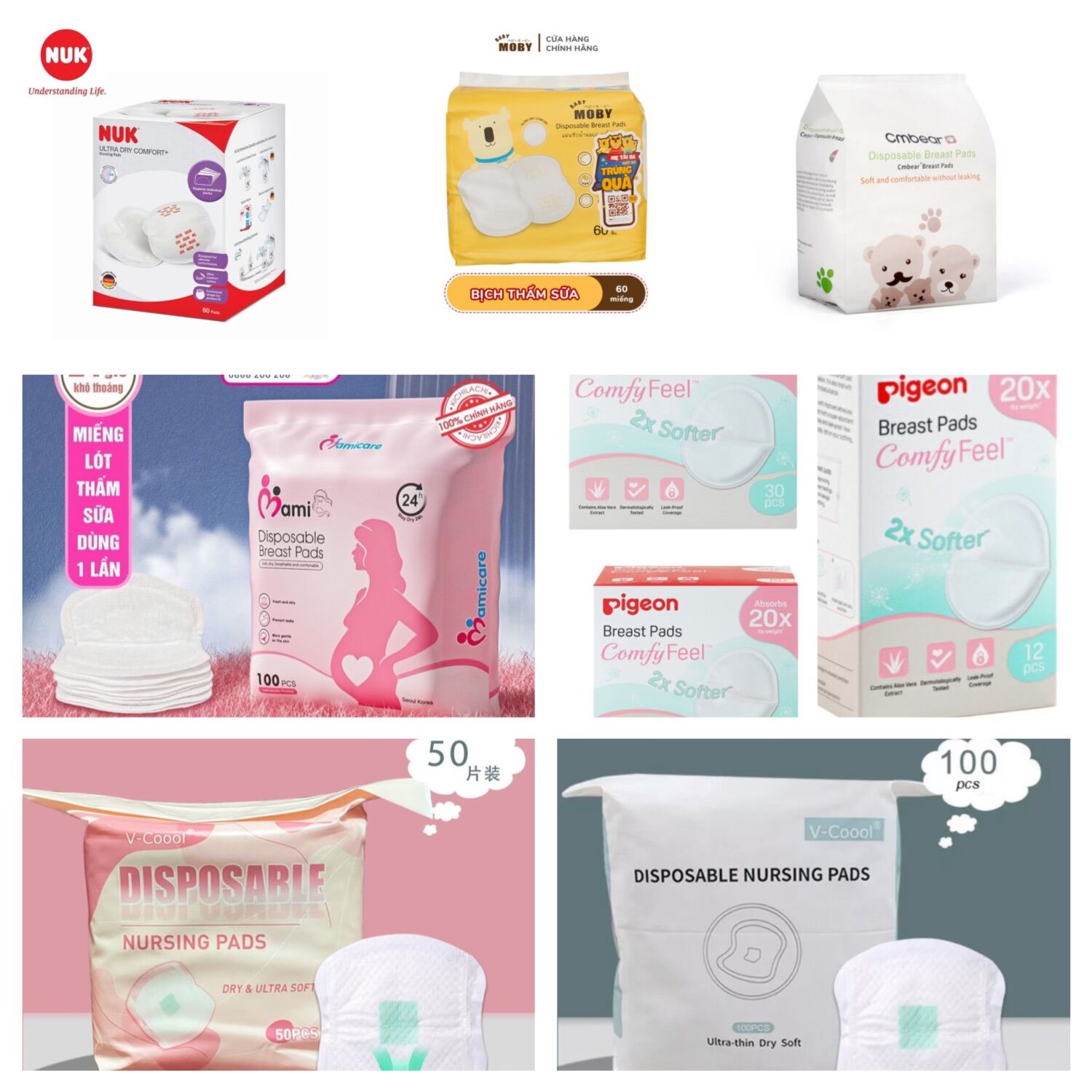 Miếng lót thấm sữa cao cấp nhiều loại tiện lợi cho Mom