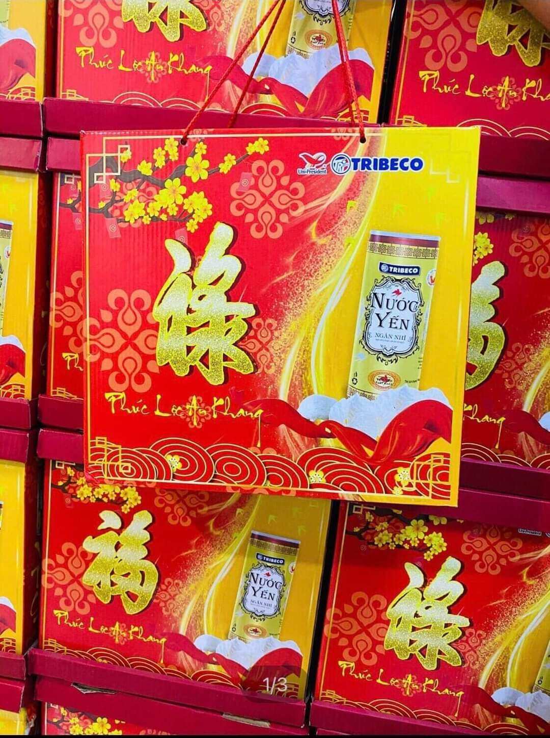 Hộp 6 lon nước yến Tribeco phiên bản giỏ quà Tết