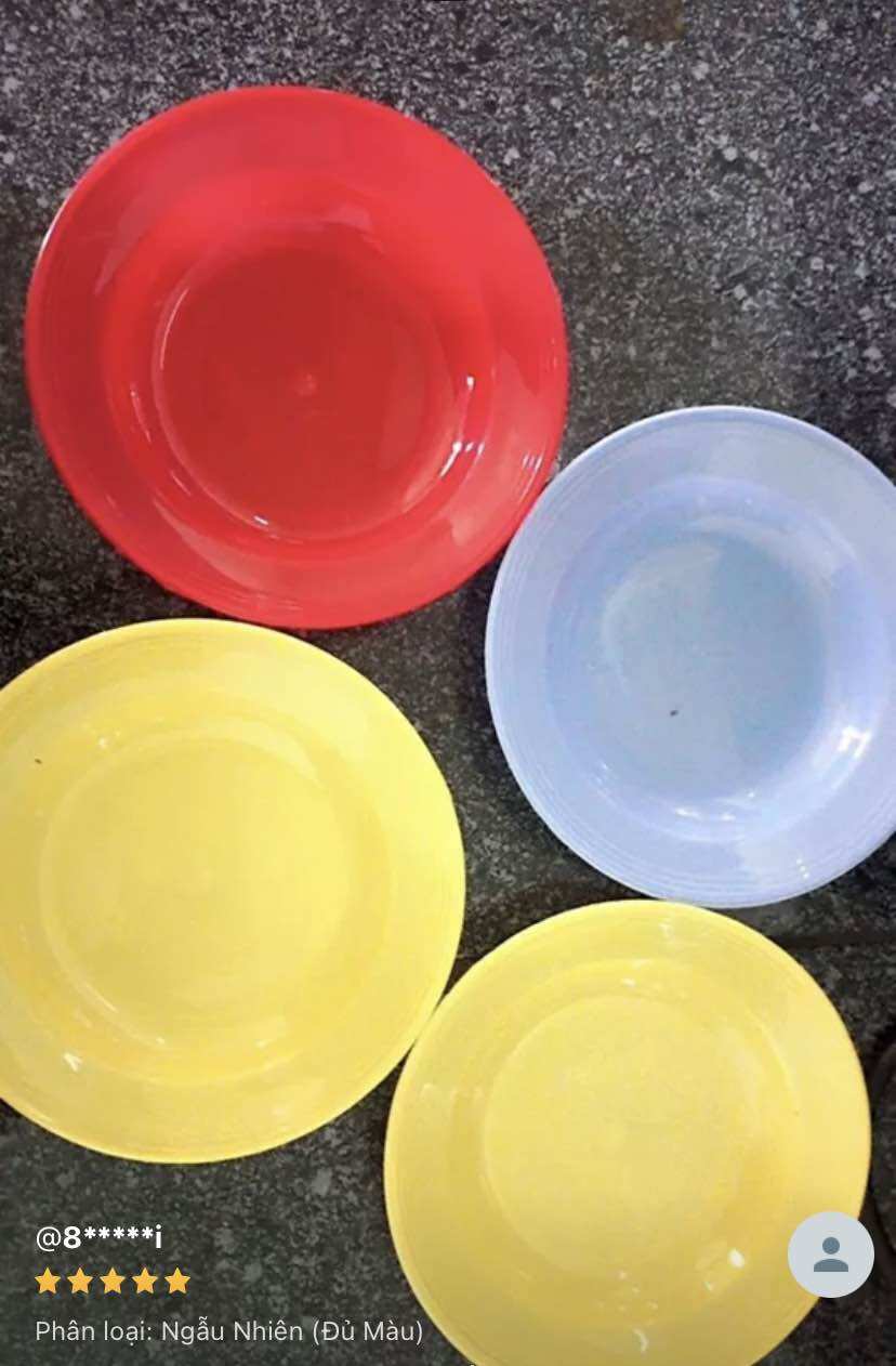 🏵️ Set 5 Dĩa Nhựa NHIỀU MÀU, Size Lớn (kt: 21cm)