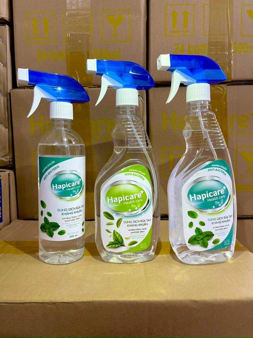 Chai xịt khuẩn HapiCare (Dung tích 500ml) / Dung dịch rửa tay kháng khuẩn / Nước khử khuẩn
