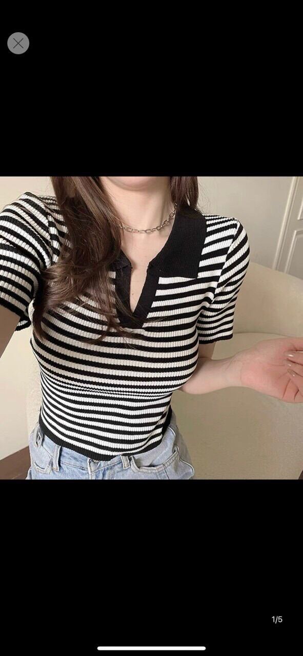 Áo kẻ polo cổ bẻ dáng croptop PoLo03