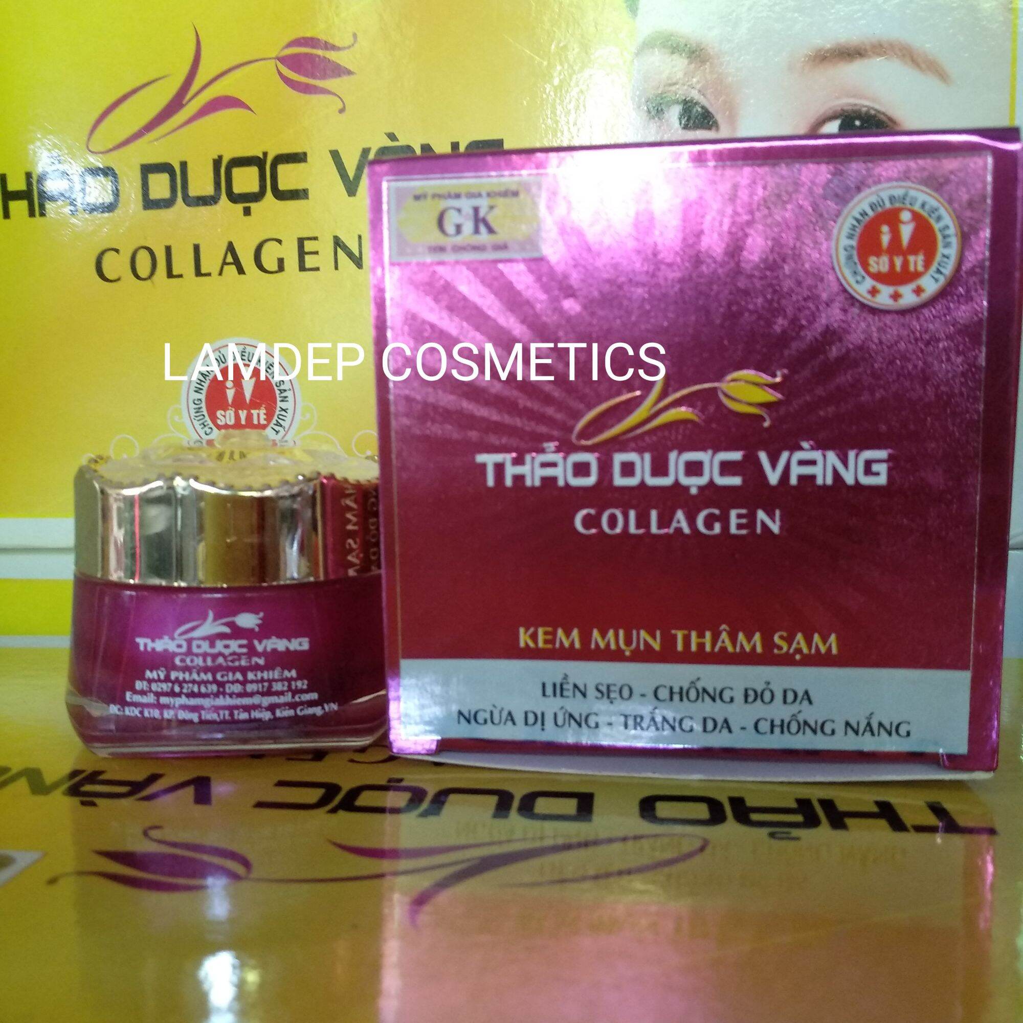 Kem thảo dược vàng collagen mụn thâm sạm liền sẹo chống đỏ da 15g