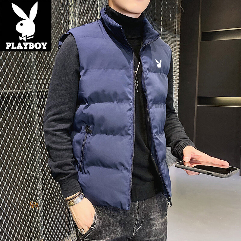 Playboy nam áo khoác dày hơn lông vũ nam mùa đông cặp đôi áo bông ghi lê - ảnh sản phẩm 3