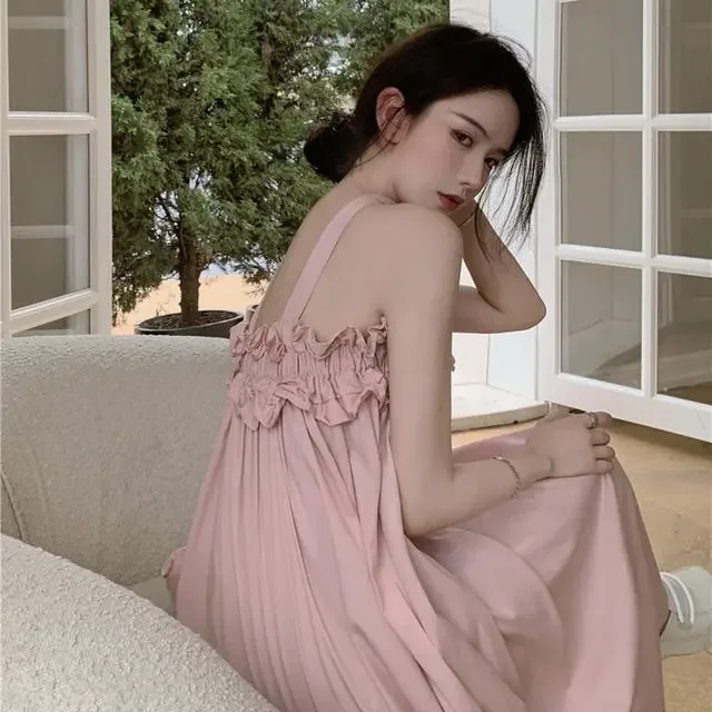 Đầm ống Tiểu Thư Có Dây Choàn Cổ Phong Cách Thời Thượng