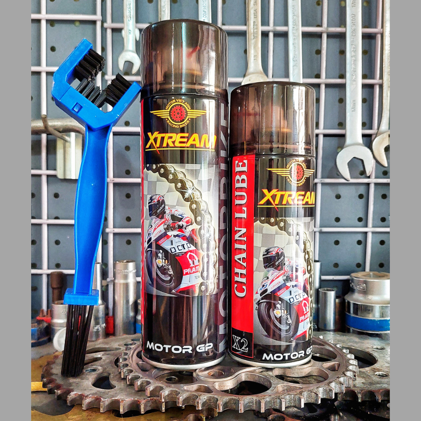 Combo Xtream chai xịt dưỡng sên bôi trơn sên xe máy và vệ sinh sên rửa sên xe máy XTREAM