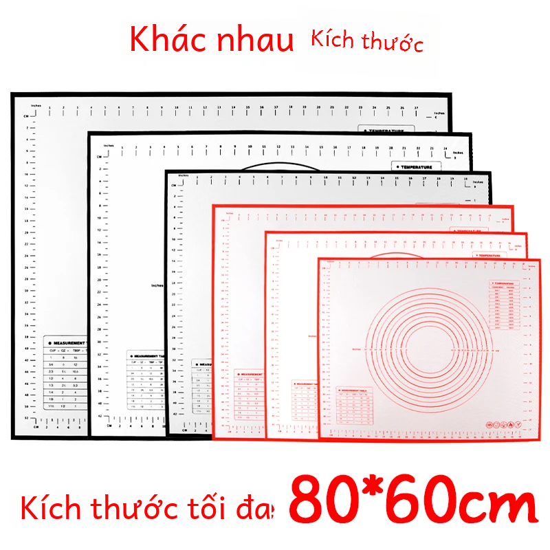 Thảm Nướng Bánh Silicon Oversize 80/70/60cm Cán Chống Dính Nhào Miếng Lót Thân Thiện Với Môi Trường Bánh Ngọt Dụng Cụ Làm Bánh Pizza Bột Sử Dụng Nhà Bếp