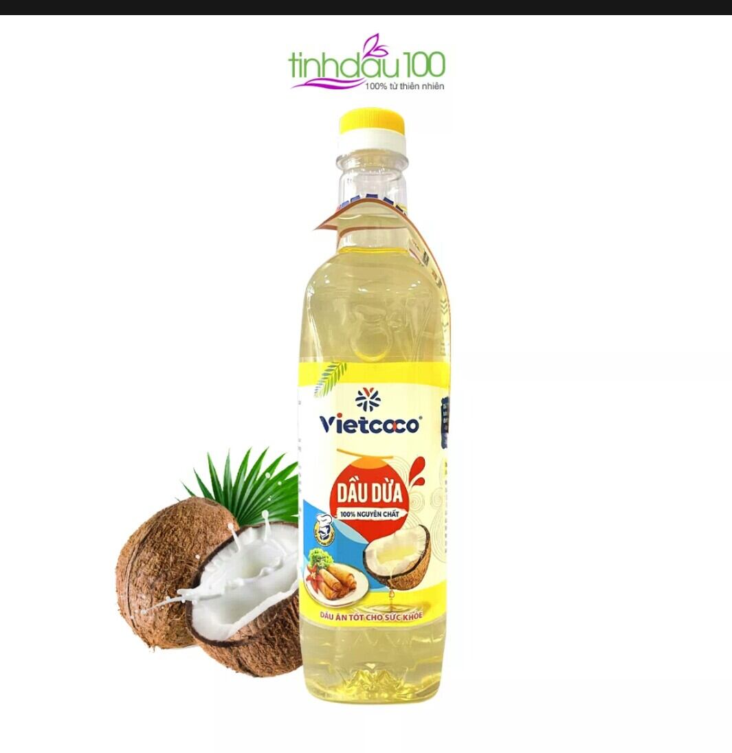 Combo 3 chai dầu dừa nguyên chất Vietcoco 100% nguyên liệu tự nhiên