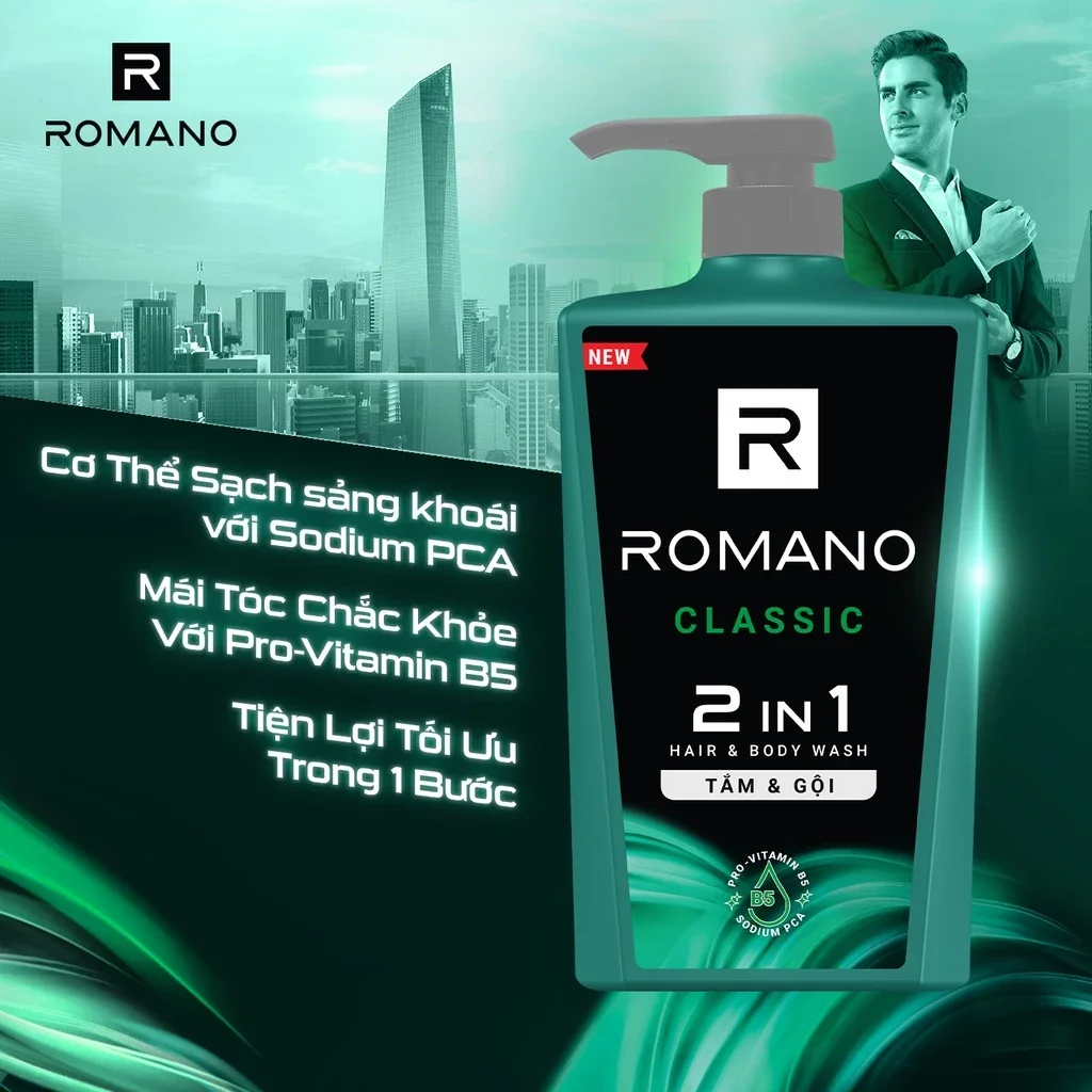 tắm gội 2 trong 1 romano 650ml