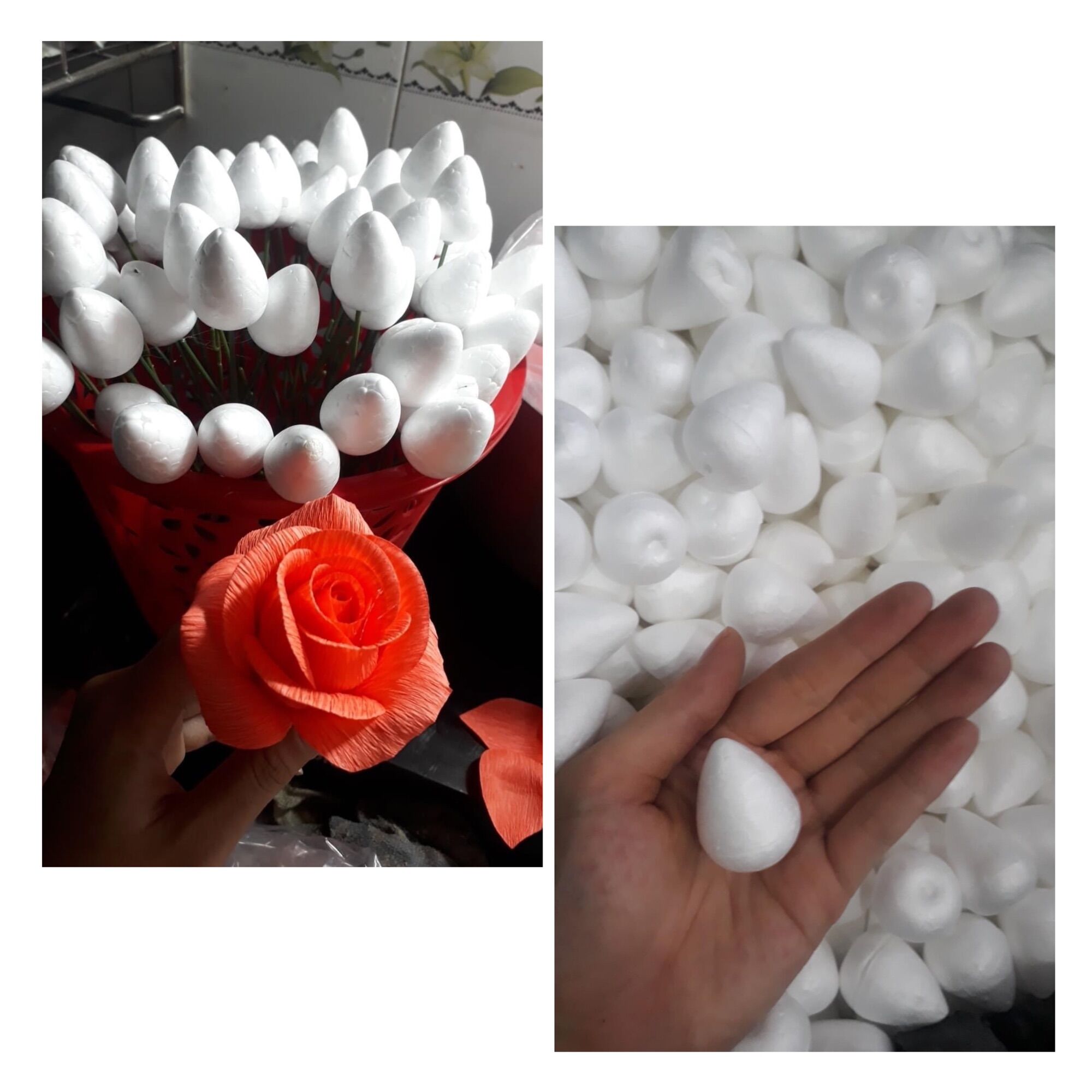 100g nụ Hồng xốp Size 2.5cm~250 nụ