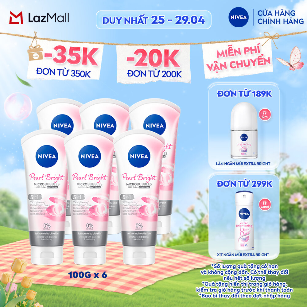 Bộ 6 Sữa Rửa Mặt Ngọc Trai NIVEA (100g) - 86704/81273