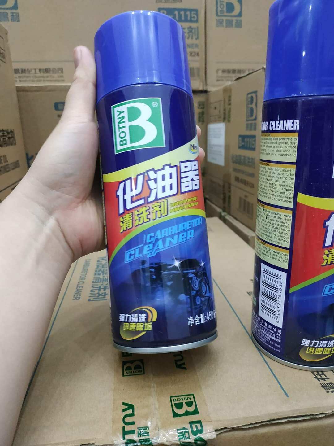 Nguyên thùng chai xịt vệ sinh bình xăng con họng gas botny 450ml
