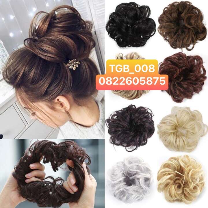 HÌNH THẬT- BÚI TÓC GIẢ XOĂN HOA DÂY CỘT B008 B011