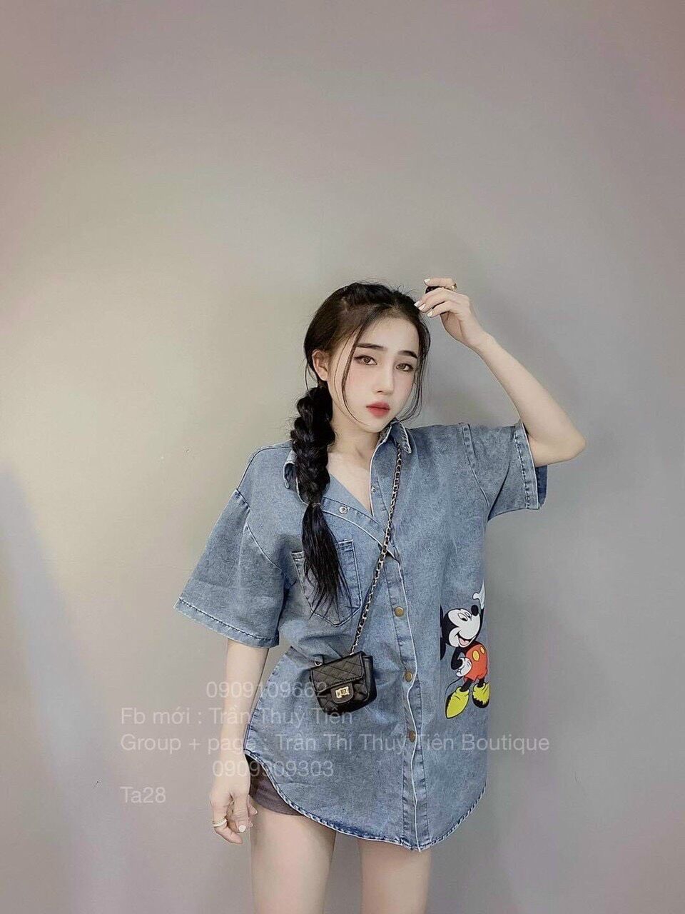 Bán sỉ sơ mi bò thêu micky cực đẹp cho nữ