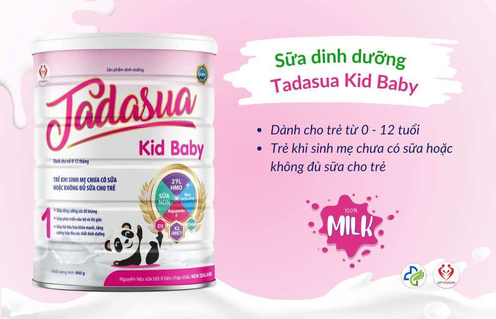 Sữa thay cho sữa mẹ cho bé từ 0 - 12 tuổi Tadasua Kid Baby (900 gr)