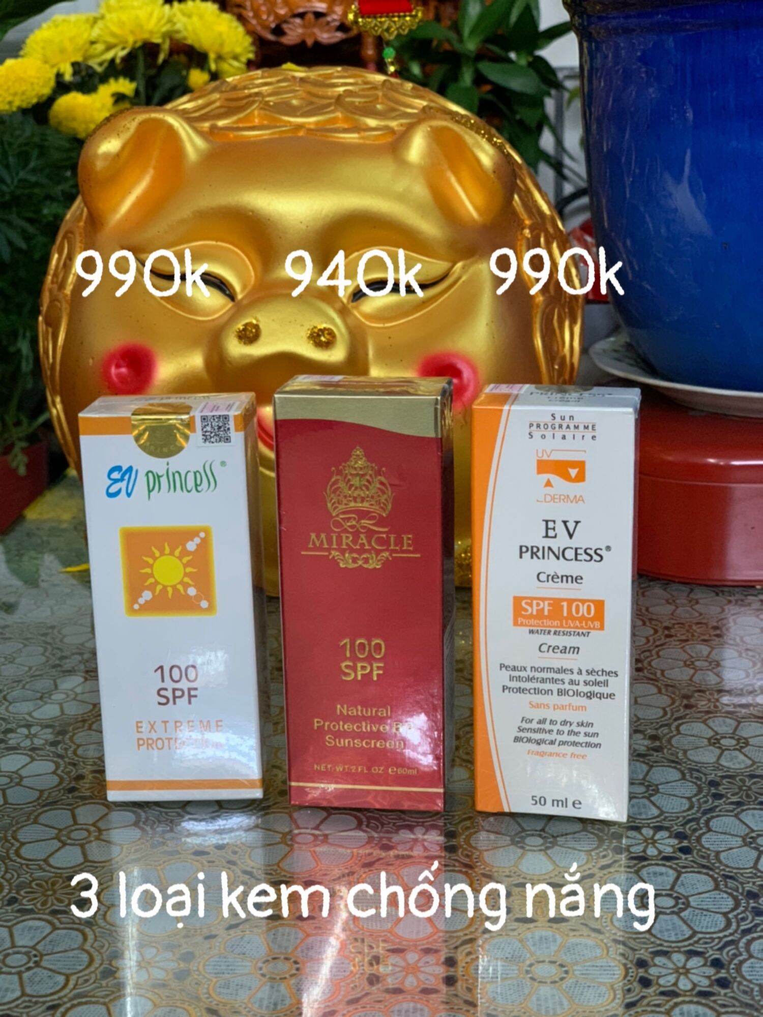 Kem chống nắng che khuyết điểm cao cấp SPF100 Natural Protective BB Suncreen tuýp 60ml Hoa Hậu Bích Liên Miracle. Kem chống nắng Bích Liên màu da, Ev princess dành cho da nhạy cảm 50ml, EV extreme protection 60ml.