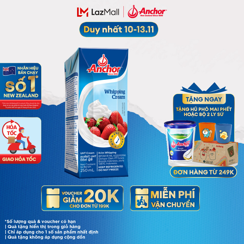 [GIAO HÀNG HỎA TỐC - HCM] Kem Sữa Tươi Tiệt Trùng Anchor Whipping Cream Hộp 250Ml