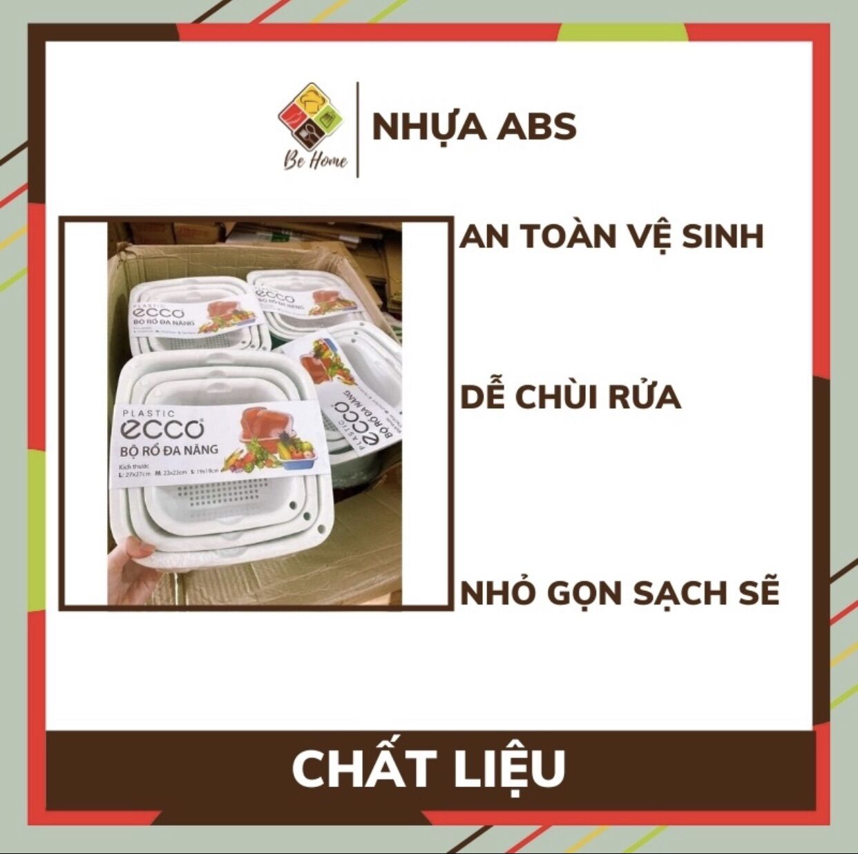 (💥HÀNG CAO CẤP💥) Bộ rổ 6 món kèm chậu nhựa cao cấp đựng đồ ECCO