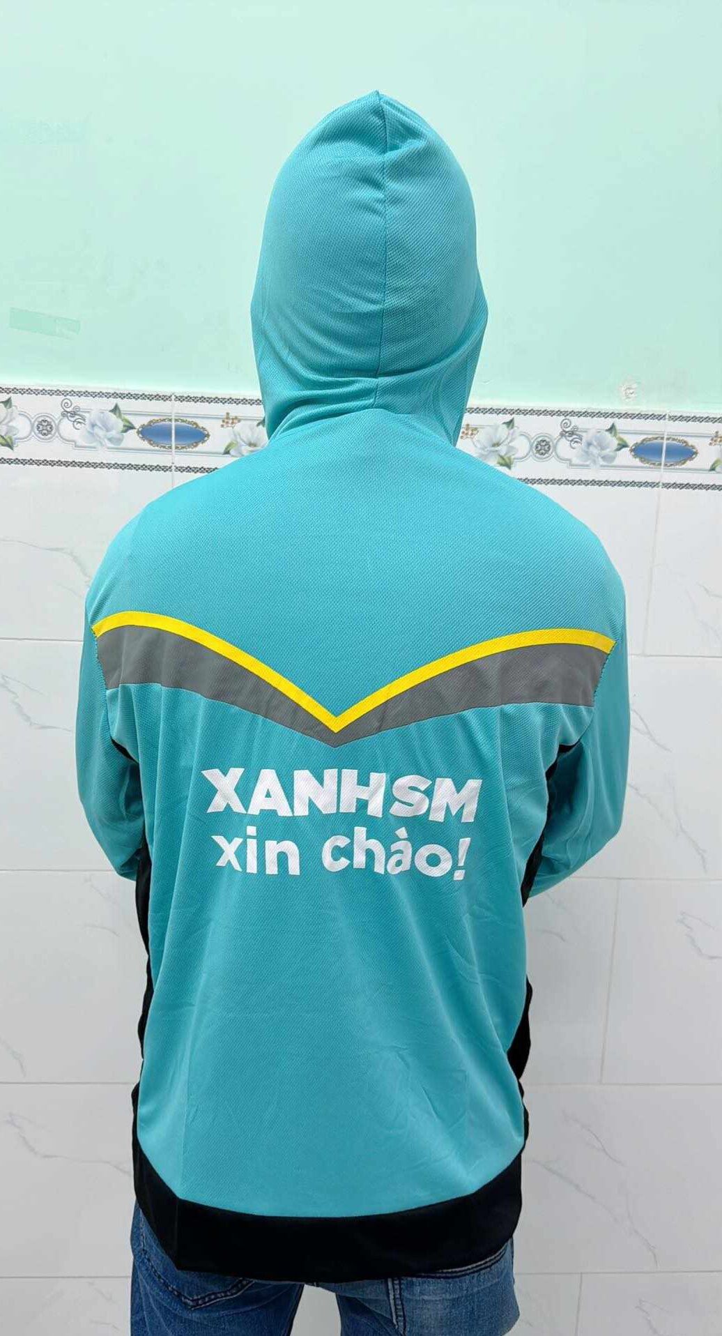 Áo khoác Xanh SM chất thun chống nắng ( size 50 _ 95 kg )