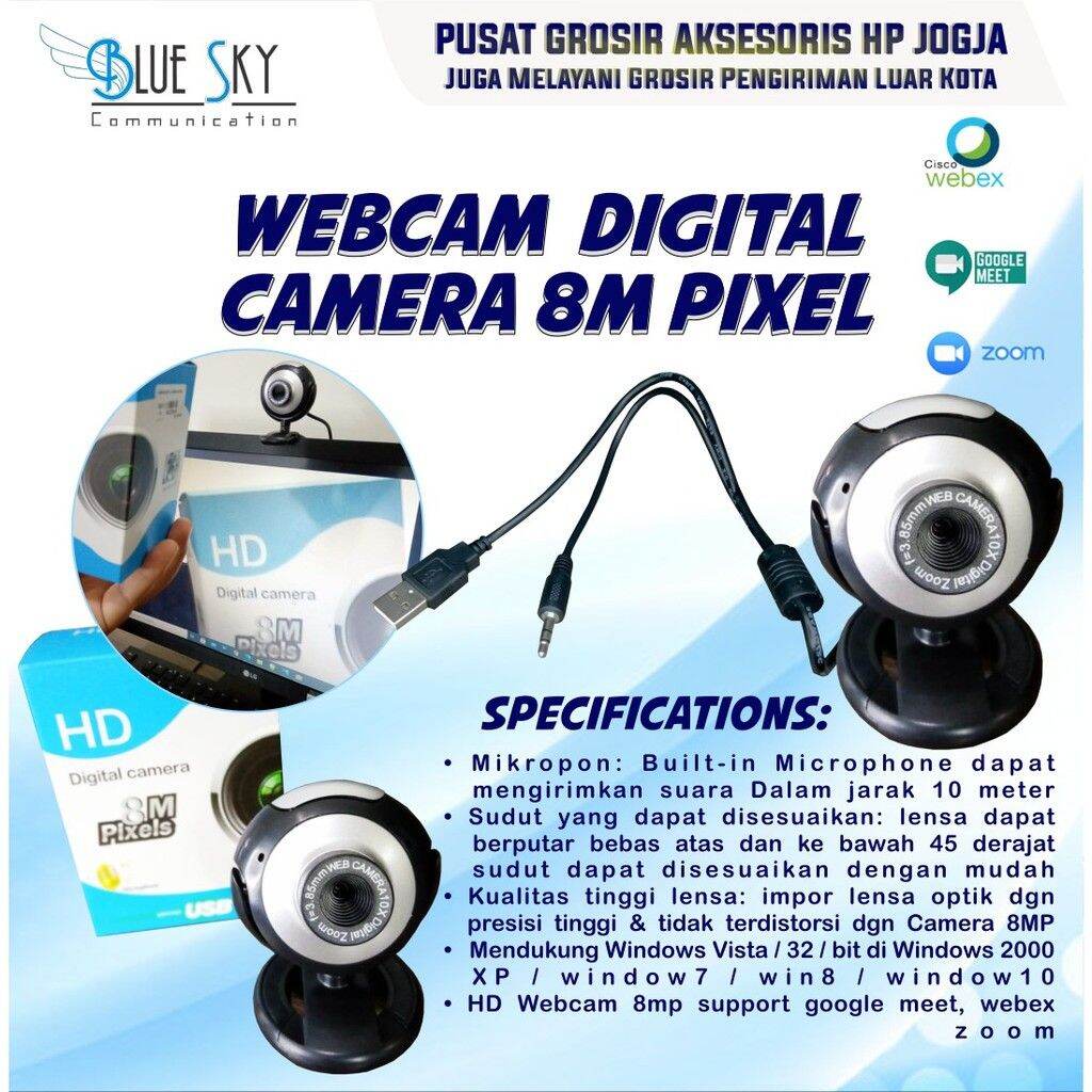 Webcam HPE03 8M chuyên dùng cho học online, độ phân giải cao