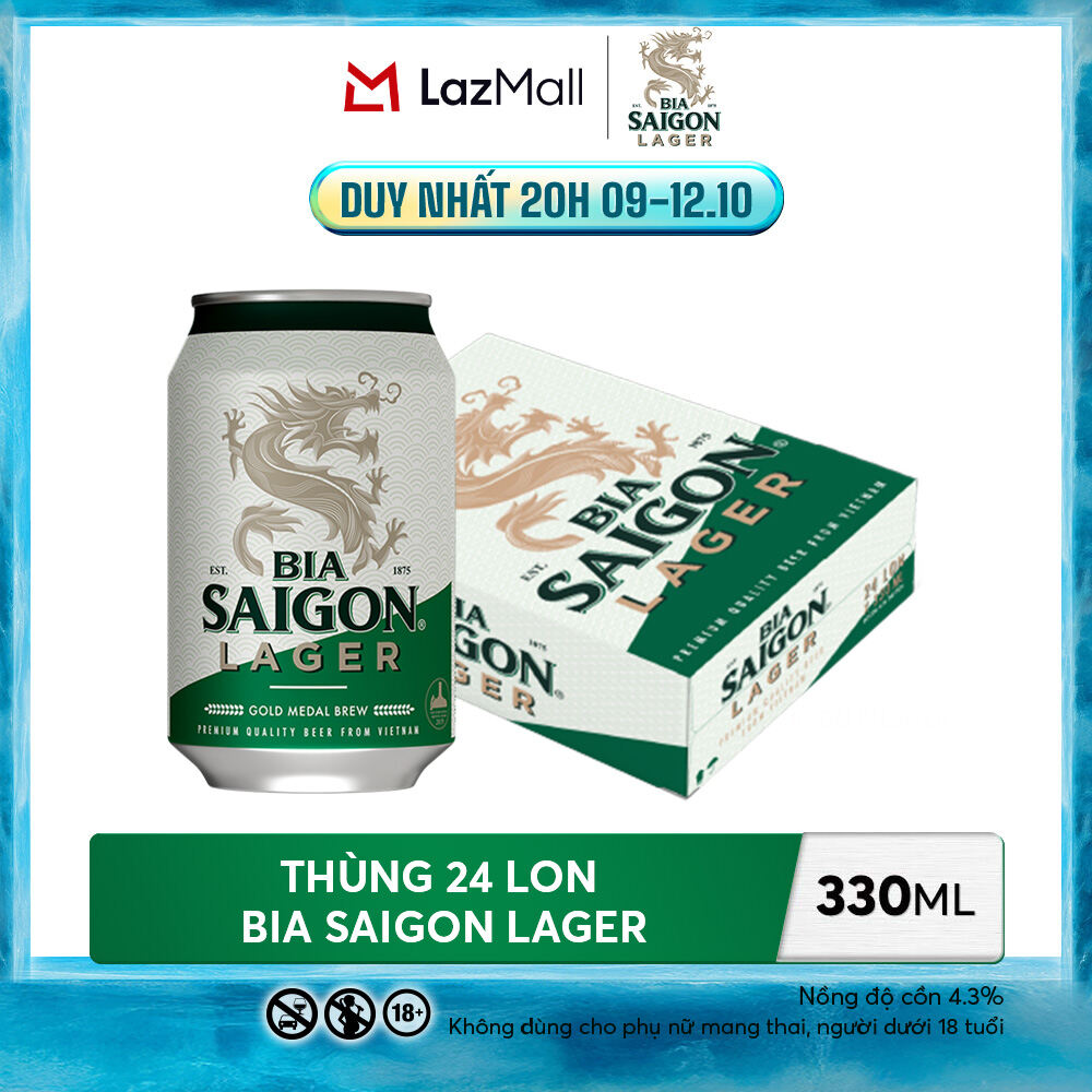 Nồng Độ Cồn 4.3% - Thùng 24 Lon Bia Saigon Lager 330ml