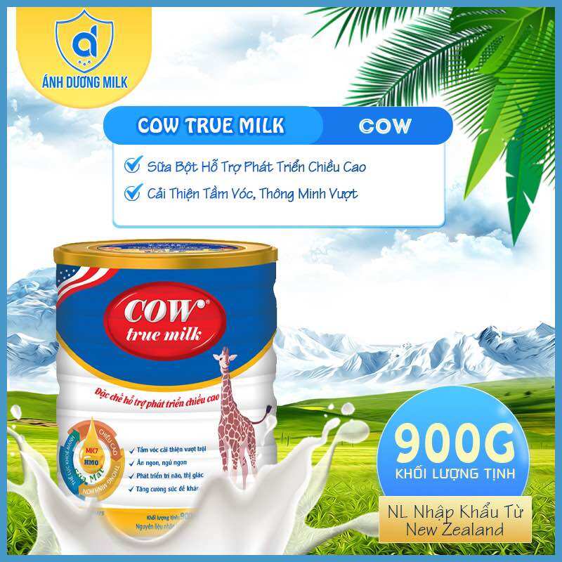 Sữa cow true milk - cao - giúp hỗ trợ phát triển chiều cao, cải thiện tầm vóc, thông minh vượt