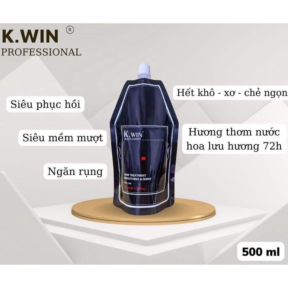 Hấp ủ tóc cao cấp Kwin Black Luxury phục hồi tóc khô xơ, hư tổn, chẻ ngọn , tẩy, siêu mềm mượt hương nước hoa lưu hương lâu 500ml