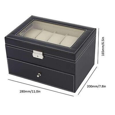 [HCM]Hộp đựng đồng hồ và mắt kính vỏ da màu đen lót màu be sang trọng và tiện ích