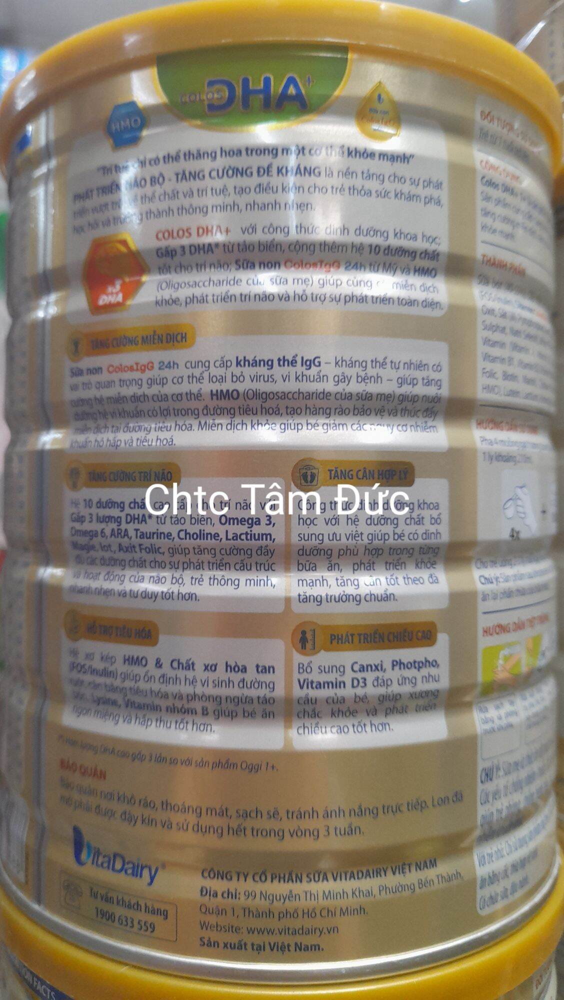 (Tích App đổi quà)Lon Sữa 800g Colos DHA 0+ và 1+ Vitadairy