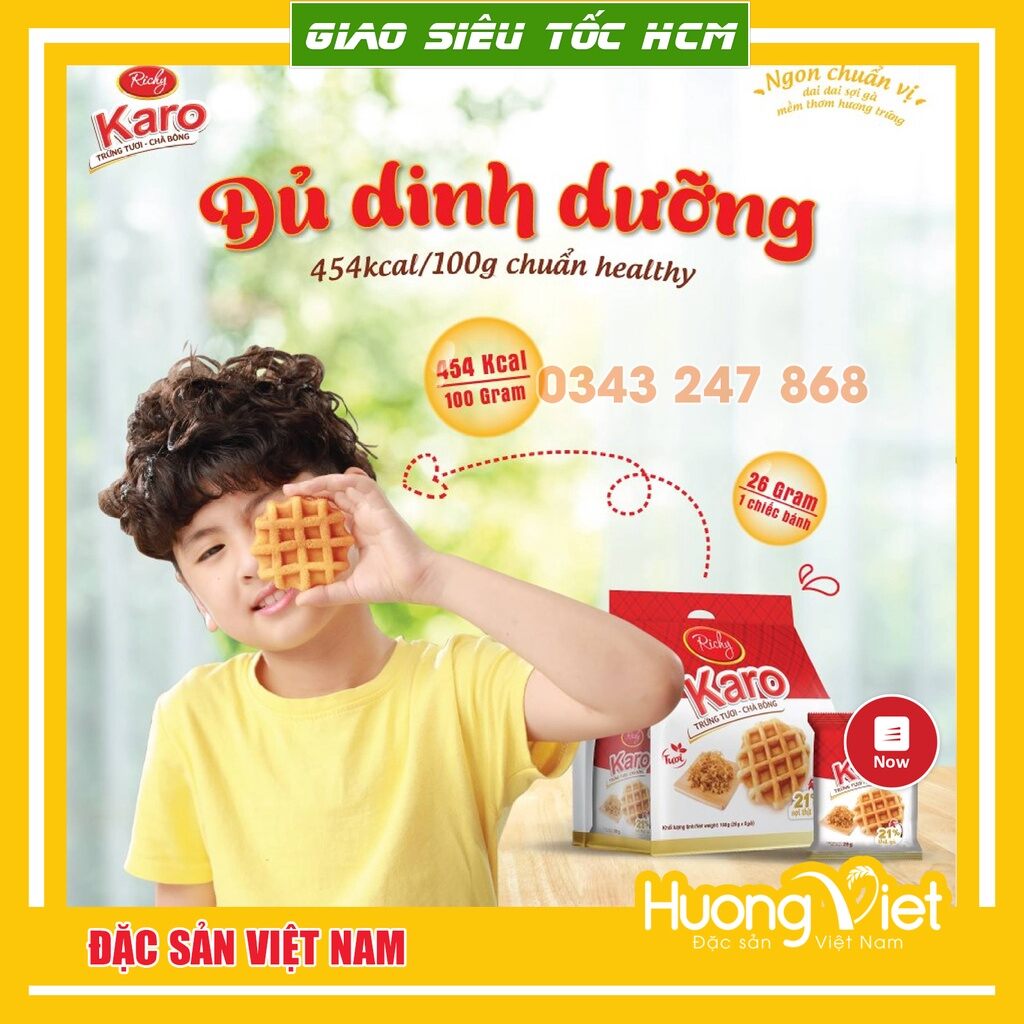 bánh KarO chà bông trứng tươi 156g ( 6 gói×26g )